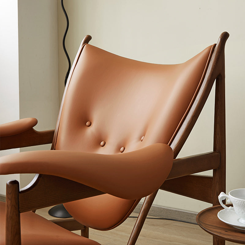 Square Arms Side Chair Genuine Leather Lounge Chair for Living Room Clearhalo 'Accent Chairs' 'accent_chairs' 'Chairs & Seating' 'furn' 'furn_accent_chairs' 'Furniture' 'Living Room Furniture' 7357038