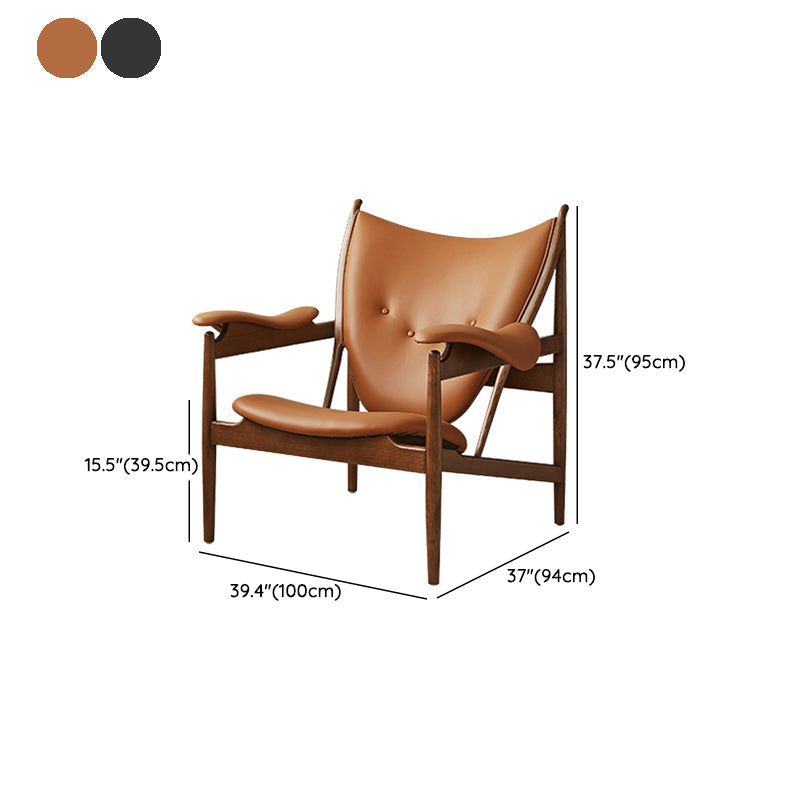 Square Arms Side Chair Genuine Leather Lounge Chair for Living Room Clearhalo 'Accent Chairs' 'accent_chairs' 'Chairs & Seating' 'furn' 'furn_accent_chairs' 'Furniture' 'Living Room Furniture' 7357043