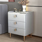 Contemporary Bed Nightstand Stone Bedside Cabinet with 3 Drawers Light Gray Gold 1 Piece Clearhalo 'Bedroom Furniture' 'furn' 'furn_night_stand' 'Furniture' 'night_stand' 'Nightstands' 7357045