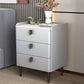 Contemporary Bed Nightstand Stone Bedside Cabinet with 3 Drawers Light Gray Black 1 Piece Clearhalo 'Bedroom Furniture' 'furn' 'furn_night_stand' 'Furniture' 'night_stand' 'Nightstands' 7357046