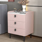Contemporary Bed Nightstand Stone Bedside Cabinet with 3 Drawers Pink Black 1 Piece Clearhalo 'Bedroom Furniture' 'furn' 'furn_night_stand' 'Furniture' 'night_stand' 'Nightstands' 7357048