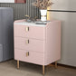 Contemporary Bed Nightstand Stone Bedside Cabinet with 3 Drawers Pink Gold 1 Piece Clearhalo 'Bedroom Furniture' 'furn' 'furn_night_stand' 'Furniture' 'night_stand' 'Nightstands' 7357050
