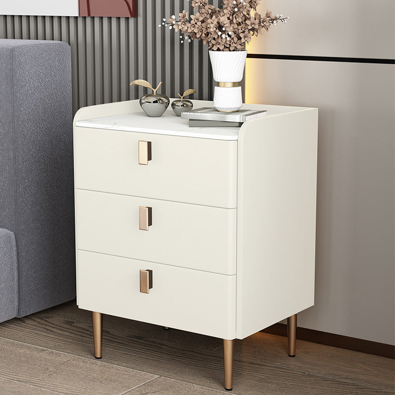 Contemporary Bed Nightstand Stone Bedside Cabinet with 3 Drawers Gold 1 Piece Clearhalo 'Bedroom Furniture' 'furn' 'furn_night_stand' 'Furniture' 'night_stand' 'Nightstands' 7357069