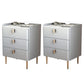 Contemporary Bed Nightstand Stone Bedside Cabinet with 3 Drawers Light Gray Gold 2 Piece Set Clearhalo 'Bedroom Furniture' 'furn' 'furn_night_stand' 'Furniture' 'night_stand' 'Nightstands' 7357070