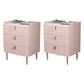 Contemporary Bed Nightstand Stone Bedside Cabinet with 3 Drawers Pink Gold 2 Piece Set Clearhalo 'Bedroom Furniture' 'furn' 'furn_night_stand' 'Furniture' 'night_stand' 'Nightstands' 7357073