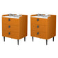 Contemporary Bed Nightstand Stone Bedside Cabinet with 3 Drawers Orange Black 2 Piece Set Clearhalo 'Bedroom Furniture' 'furn' 'furn_night_stand' 'Furniture' 'night_stand' 'Nightstands' 7357077