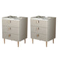 Contemporary Bed Nightstand Stone Bedside Cabinet with 3 Drawers Khaki Gold 2 Piece Set Clearhalo 'Bedroom Furniture' 'furn' 'furn_night_stand' 'Furniture' 'night_stand' 'Nightstands' 7357080