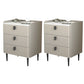 Contemporary Bed Nightstand Stone Bedside Cabinet with 3 Drawers Khaki Black 2 Piece Set Clearhalo 'Bedroom Furniture' 'furn' 'furn_night_stand' 'Furniture' 'night_stand' 'Nightstands' 7357081