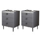 Contemporary Bed Nightstand Stone Bedside Cabinet with 3 Drawers Dark Gray Black 2 Piece Set Clearhalo 'Bedroom Furniture' 'furn' 'furn_night_stand' 'Furniture' 'night_stand' 'Nightstands' 7357082