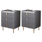 Contemporary Bed Nightstand Stone Bedside Cabinet with 3 Drawers Dark Gray Gold 2 Piece Set Clearhalo 'Bedroom Furniture' 'furn' 'furn_night_stand' 'Furniture' 'night_stand' 'Nightstands' 7357083
