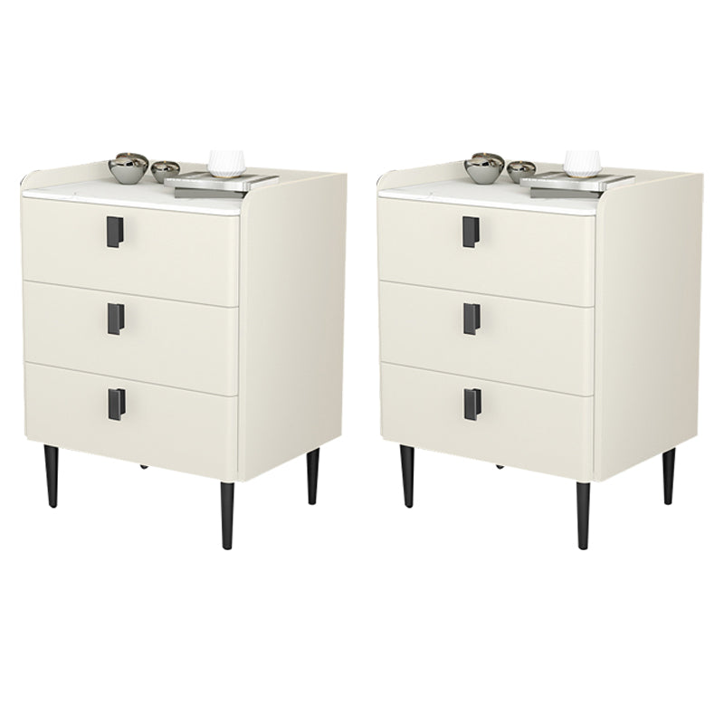 Contemporary Bed Nightstand Stone Bedside Cabinet with 3 Drawers Black 2 Piece Set Clearhalo 'Bedroom Furniture' 'furn' 'furn_night_stand' 'Furniture' 'night_stand' 'Nightstands' 7357084