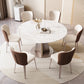 Glossy White Foldable Dining Table Set 1/5/7 Pieces Stone Dinette Set for Kitchen