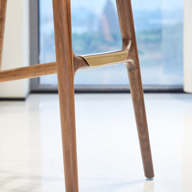 Taburete de barra de madera maciza interior taburete de sala de estar con reposapiés