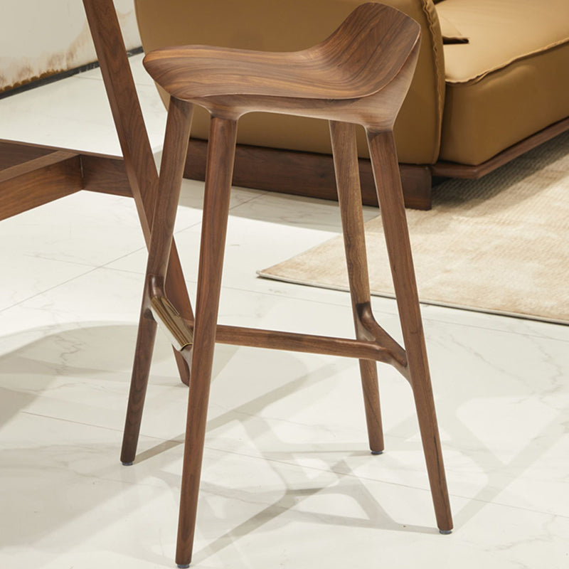 Taburete de barra de madera maciza interior taburete de sala de estar con reposapiés