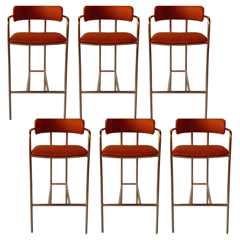 Glam Gold Legs Bar Stools Living Room Upholstered Bar Stool with Footrest