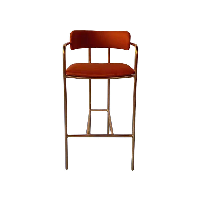 Glam Gold Legs Bar Stools Living Room Upholstered Bar Stool with Footrest