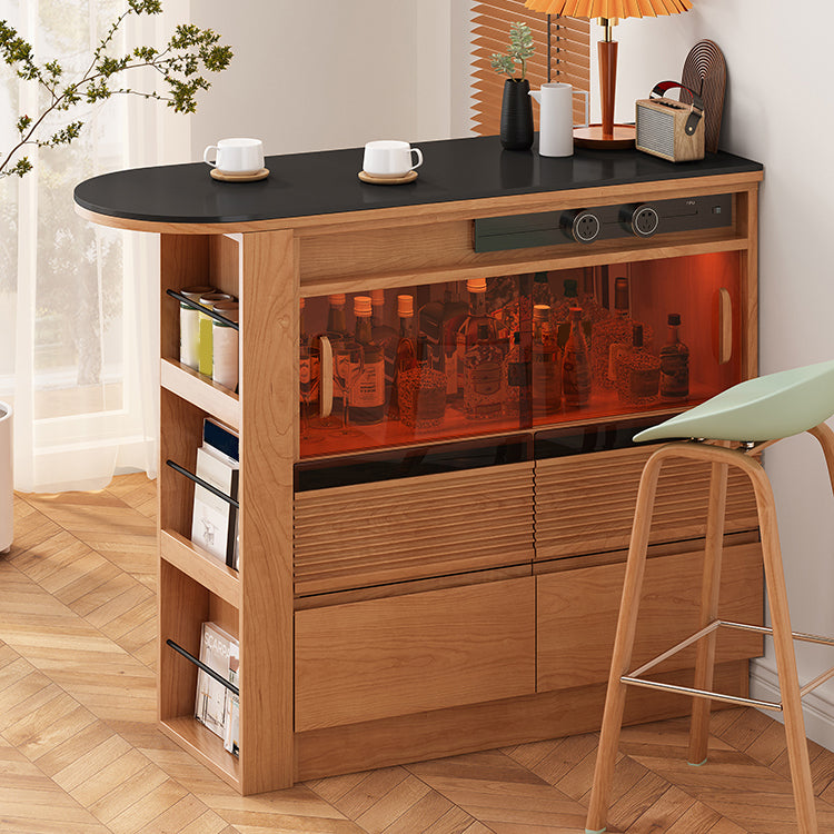 Stone Top Bar Stool Table Nordic Style Pub Table with LED Light Clearhalo 'Bar Furniture' 'Bar Tables' 'bar_tables' 'furn' 'furn_bar_tables' 'Furniture' 'Kitchen & Dining Furniture' 7357828