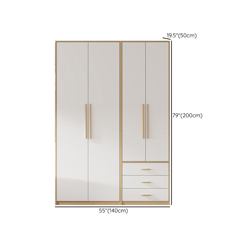 Contemporary Freestanding Wardrobe Engineered Wood White Wardrobe