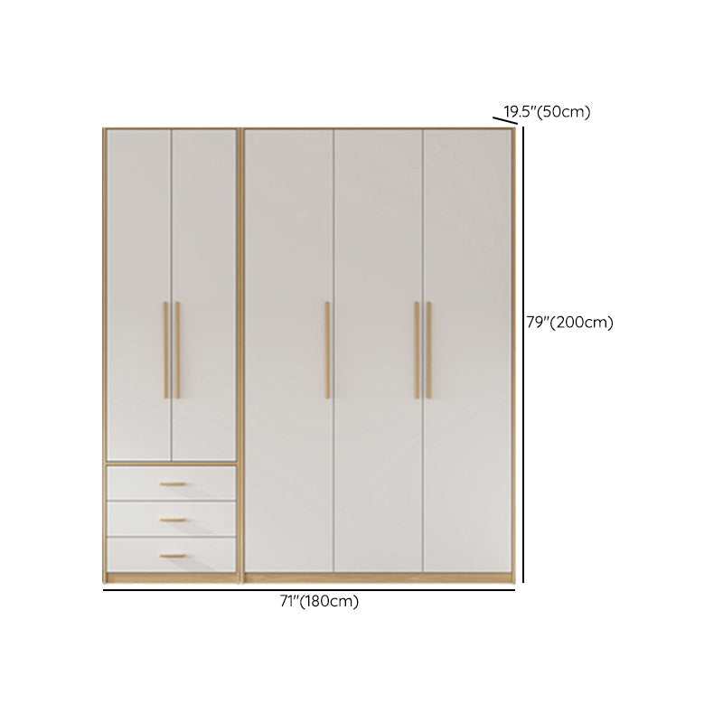 Contemporary Freestanding Wardrobe Engineered Wood White Wardrobe
