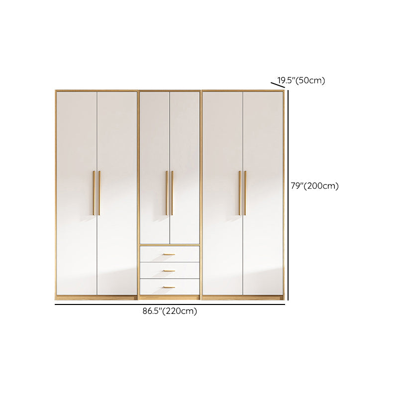 Contemporary Freestanding Wardrobe Engineered Wood White Wardrobe