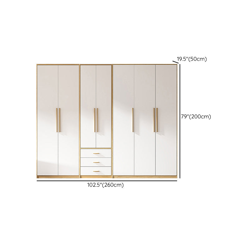 Contemporary Freestanding Wardrobe Engineered Wood White Wardrobe