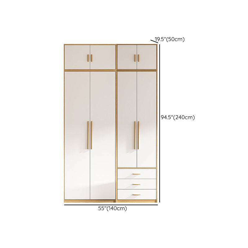 Contemporary Freestanding Wardrobe Engineered Wood White Wardrobe