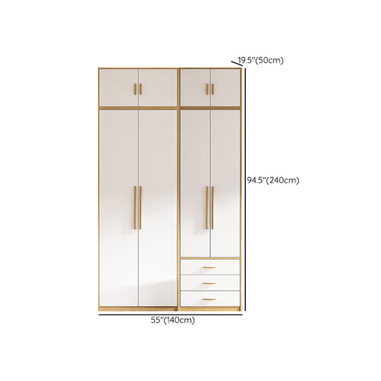 Contemporary Freestanding Wardrobe Engineered Wood White Wardrobe
