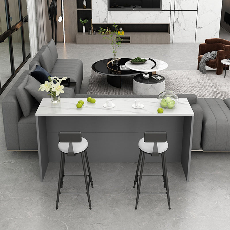 Juego de mesa de pub rectangular con tapa de piedra, juego de mesa de bar moderno de 1/2/3 piezas con 2 taburetes