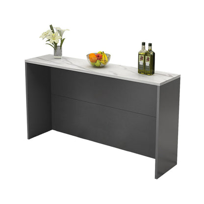 Juego de mesa de pub rectangular con tapa de piedra, juego de mesa de bar moderno de 1/2/3 piezas con 2 taburetes