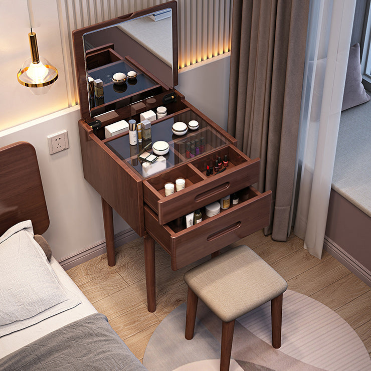 Contemporary Solid Wood Make-up Vanity Home Vanity Desk with 2 Drawers Clearhalo 'Bedroom Furniture' 'furn' 'furn_makeup_vanities' 'Furniture' 'Makeup Vanities' 'makeup_vanities' 7358752