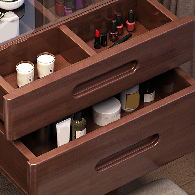 Consejo de tocador de tocador de maquillaje de madera maciza contemporánea con 2 cajones