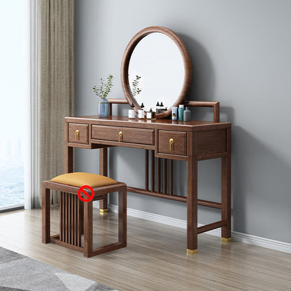 Tradicional 3 cajones de madera de nogal Magno de maquillaje Magno de escritorio en marrón