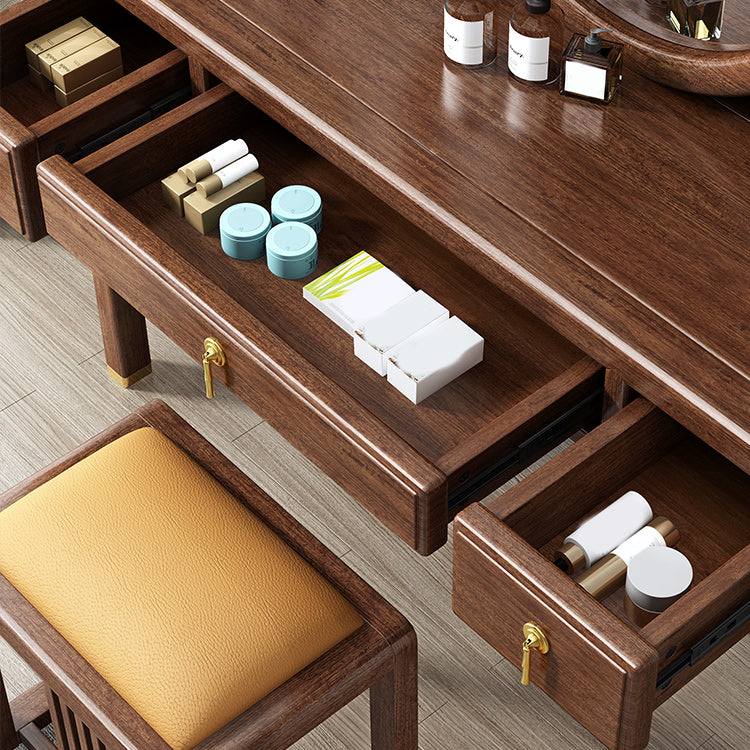 Tradicional 3 cajones de madera de nogal Magno de maquillaje Magno de escritorio en marrón