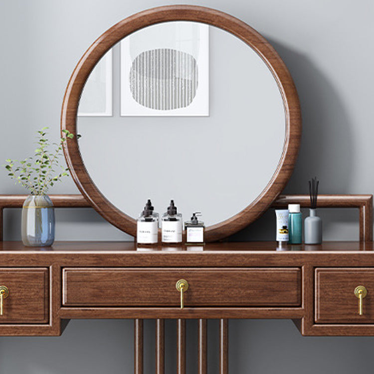 Tradicional 3 cajones de madera de nogal Magno de maquillaje Magno de escritorio en marrón