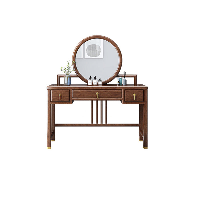 Tradicional 3 cajones de madera de nogal Magno de maquillaje Magno de escritorio en marrón
