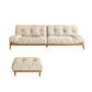 Cream Tufted Armless Sofa Wooden Frame Settee in Ash with Footrest Flannel Clearhalo 'furn' 'furn_sofas' 'Furniture' 'Living Room Furniture' 'Sofa' 'sofas' 7359053