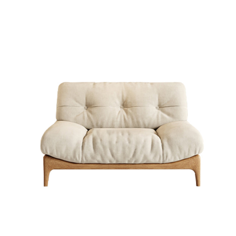 Cream Tufted Armless Sofa Wooden Frame Settee in Ash with Footrest 1-Seater Sofa Flannel Clearhalo 'furn' 'furn_sofas' 'Furniture' 'Living Room Furniture' 'Sofa' 'sofas' 7359054