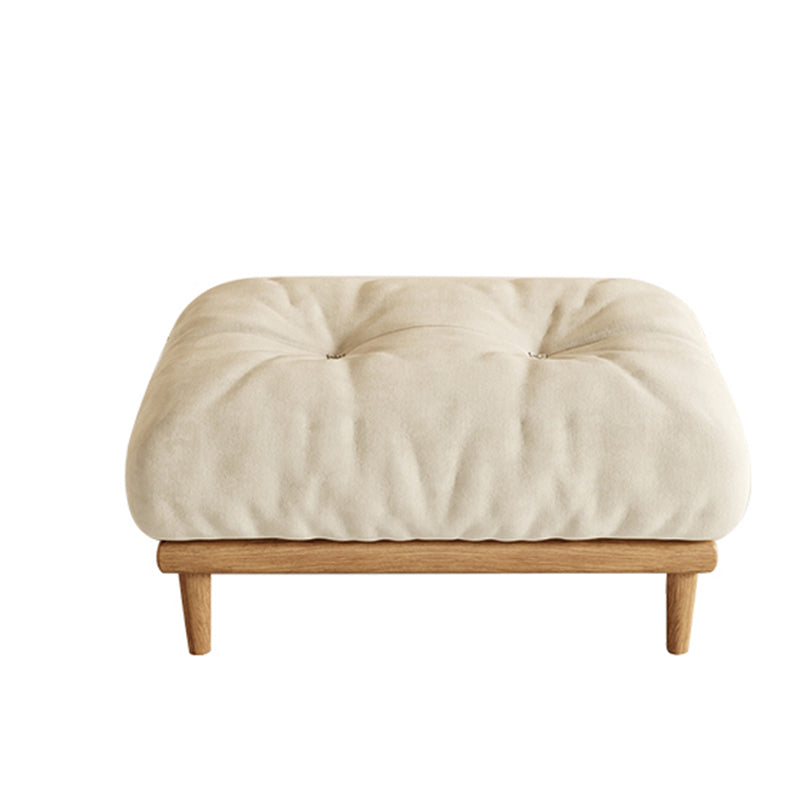 Cream Tufted Armless Sofa Wooden Frame Settee in Ash with Footrest Ottoman Flannel Clearhalo 'furn' 'furn_sofas' 'Furniture' 'Living Room Furniture' 'Sofa' 'sofas' 7359056