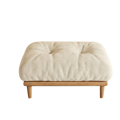 Cream Tufted Armless Sofa Wooden Frame Settee in Ash with Footrest Ottoman Flannel Clearhalo 'furn' 'furn_sofas' 'Furniture' 'Living Room Furniture' 'Sofa' 'sofas' 7359056