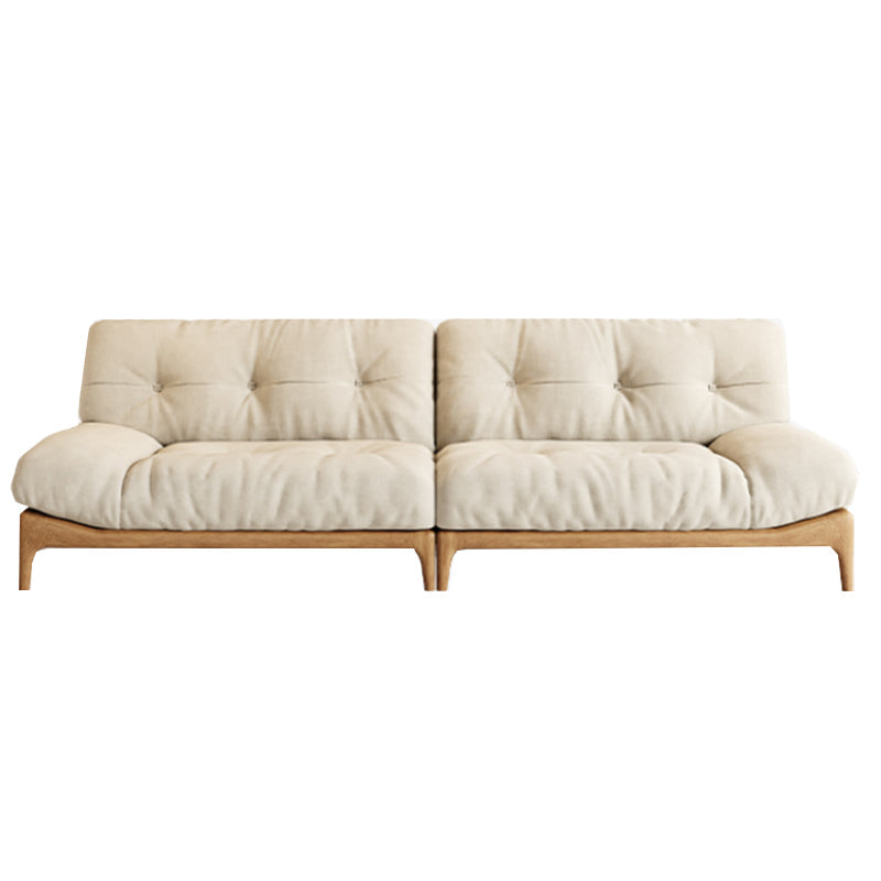 Cream Tufted Armless Sofa Wooden Frame Settee in Ash with Footrest Clearhalo 'furn' 'furn_sofas' 'Furniture' 'Living Room Furniture' 'Sofa' 'sofas' 7359061