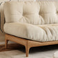 Cream Tufted Armless Sofa Wooden Frame Settee in Ash with Footrest Clearhalo 'furn' 'furn_sofas' 'Furniture' 'Living Room Furniture' 'Sofa' 'sofas' 7359065