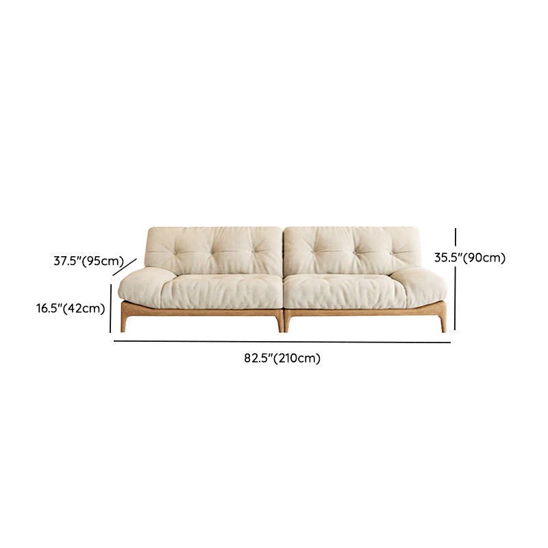 Cream Tufted Armless Sofa Wooden Frame Settee in Ash with Footrest Clearhalo 'furn' 'furn_sofas' 'Furniture' 'Living Room Furniture' 'Sofa' 'sofas' 7359069