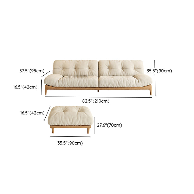 Cream Tufted Armless Sofa Wooden Frame Settee in Ash with Footrest Clearhalo 'furn' 'furn_sofas' 'Furniture' 'Living Room Furniture' 'Sofa' 'sofas' 7359071