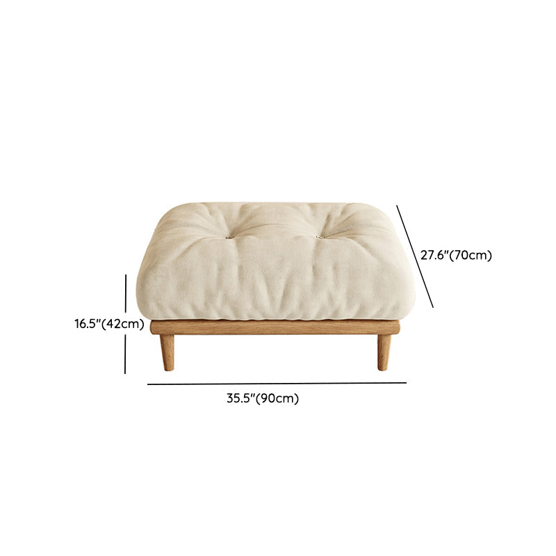 Cream Tufted Armless Sofa Wooden Frame Settee in Ash with Footrest Clearhalo 'furn' 'furn_sofas' 'Furniture' 'Living Room Furniture' 'Sofa' 'sofas' 7359073