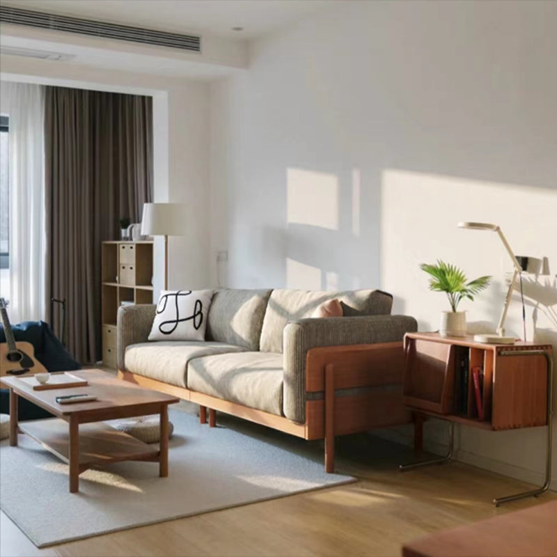 Solid Wood Square Arm Sofa Slipcovered Corduroy Cushions Sofa Clearhalo 'furn' 'furn_sofas' 'Furniture' 'Living Room Furniture' 'Sofa' 'sofas' 7359083