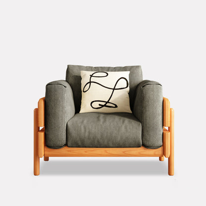 Solid Wood Square Arm Sofa Slipcovered Corduroy Cushions Sofa 39"L x 33.5"W x 33.5"H Corduroy Gray Clearhalo 'furn' 'furn_sofas' 'Furniture' 'Living Room Furniture' 'Sofa' 'sofas' 7359097