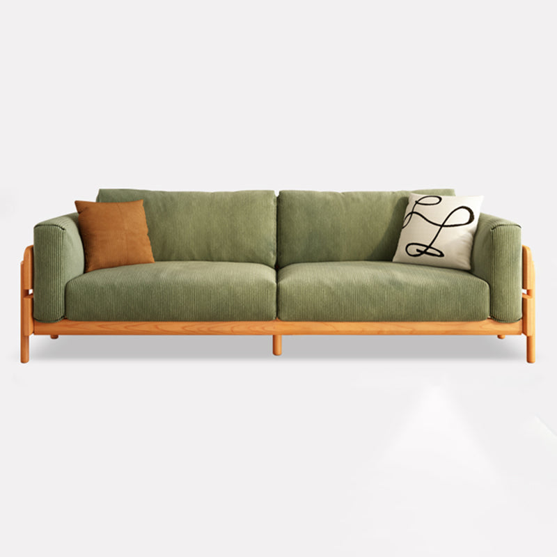 Solid Wood Square Arm Sofa Slipcovered Corduroy Cushions Sofa 83"L x 33"W x 33"H Corduroy Dark Green Clearhalo 'furn' 'furn_sofas' 'Furniture' 'Living Room Furniture' 'Sofa' 'sofas' 7359101