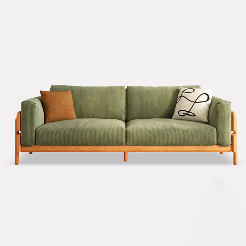Solid Wood Square Arm Sofa Slipcovered Corduroy Cushions Sofa 71"L x 33"W x 33"H Corduroy Dark Green Clearhalo 'furn' 'furn_sofas' 'Furniture' 'Living Room Furniture' 'Sofa' 'sofas' 7359102