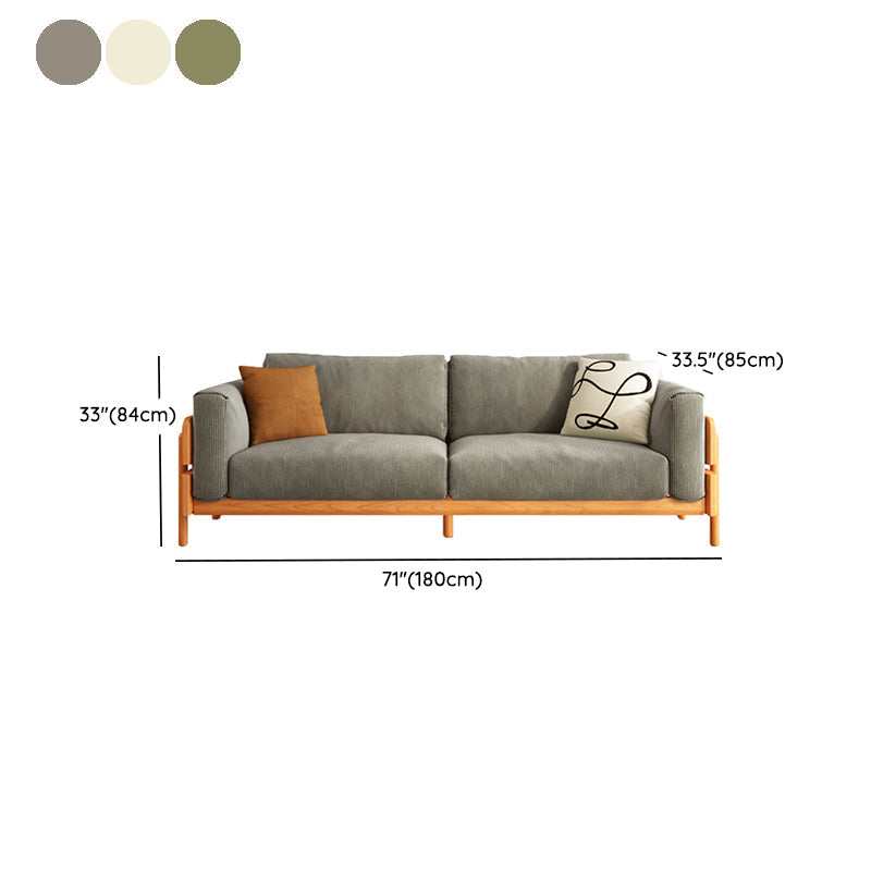 Solid Wood Square Arm Sofa Slipcovered Corduroy Cushions Sofa Clearhalo 'furn' 'furn_sofas' 'Furniture' 'Living Room Furniture' 'Sofa' 'sofas' 7359105