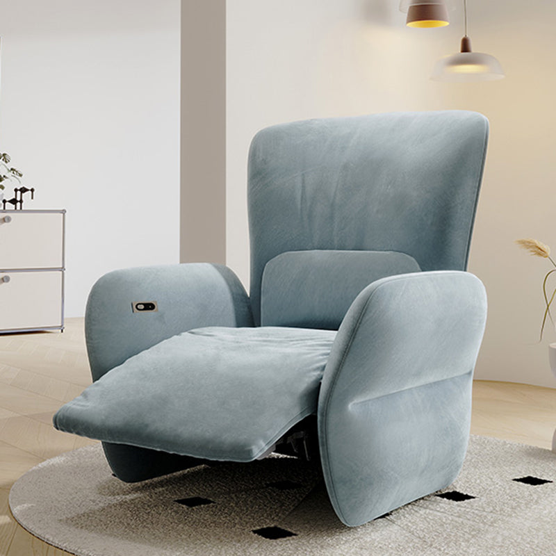 Power Recliner with Swivel Base 3.4" Wide Microsuede Recliners Blue Clearhalo 'Chairs & Seating' 'furn' 'furn_recliners' 'Furniture' 'Living Room Furniture' 'Recliners' 7359145